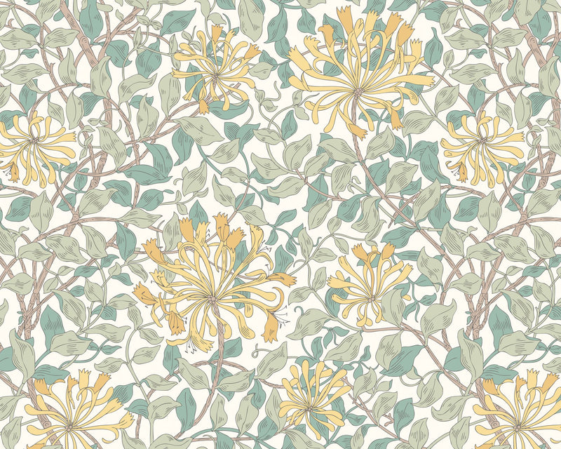 MUR381L Honeysuckle Seafoam Mural Large by Origin Murals
