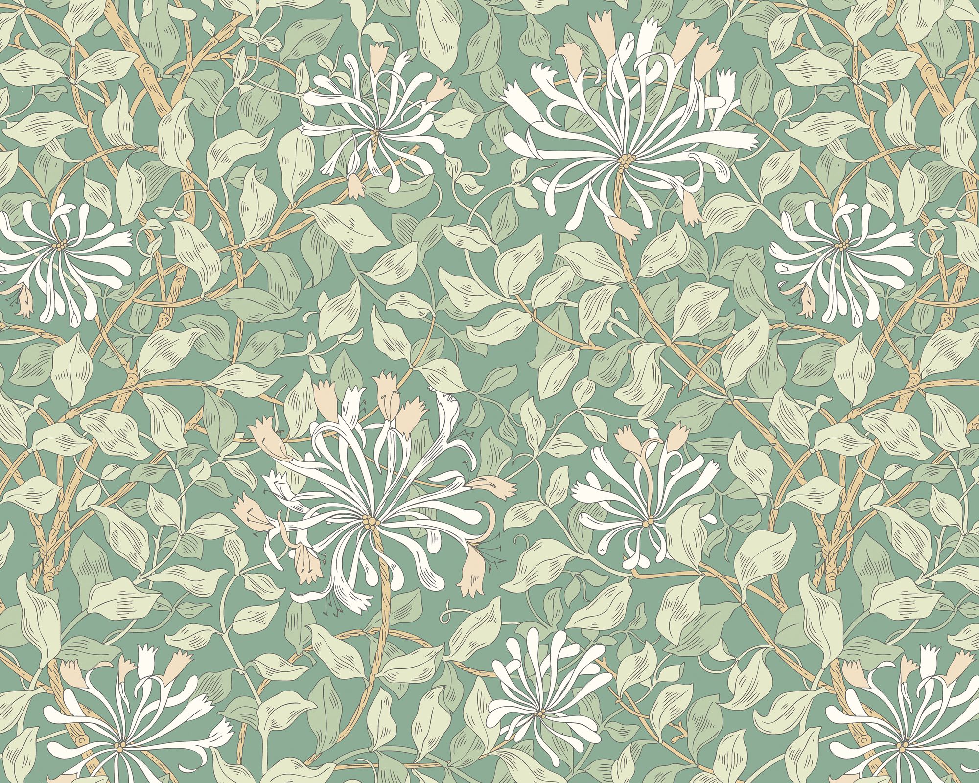 MUR382M Honeysuckle Soft Jade Mural Medium by Origin Murals