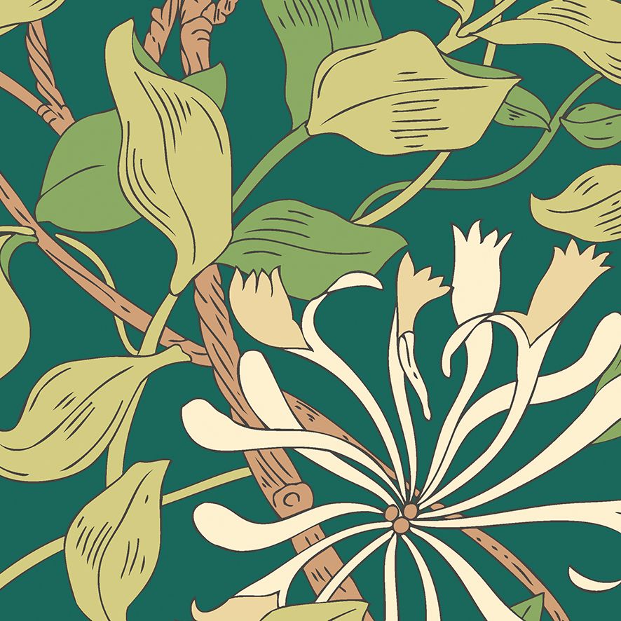 MUR383L Honeysuckle Forest Green Mural Large by Origin Murals