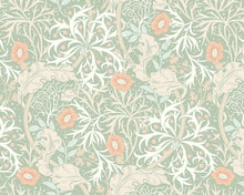 MUR385M Trailing Seaweed Garden Sage And Apricot Mural Medium by Origin Murals