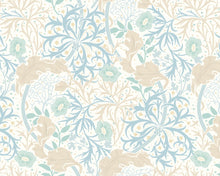MUR387L Trailing Seaweed Garden Blue And Linen Mural Large by Origin Murals