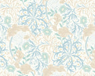 MUR387M Trailing Seaweed Garden Blue And Linen Mural Medium by Origin Murals