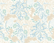 MUR387M Trailing Seaweed Garden Blue And Linen Mural Medium by Origin Murals
