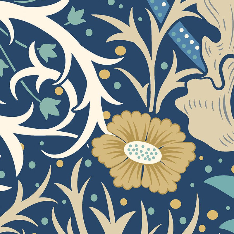 MUR388L Trailing Seaweed Garden Ink And Petrol Mural Large by Origin Murals