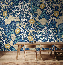 MUR388M Trailing Seaweed Garden Ink And Petrol Mural Medium by Origin Murals