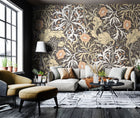 MUR389L Trailing Seaweed Garden Charcoal Mural Large by Origin Murals