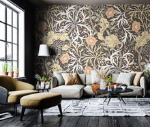 MUR389M Trailing Seaweed Garden Charcoal Mural Medium by Origin Murals