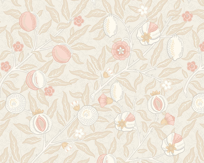 MUR390L Fruit And Foliage Soft Linen Mural Large by Origin Murals