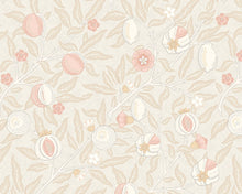 MUR390M Fruit And Foliage Soft Linen Mural Medium by Origin Murals