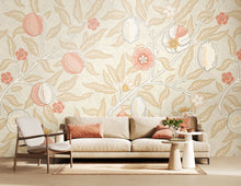 MUR390M Fruit And Foliage Soft Linen Mural Medium by Origin Murals