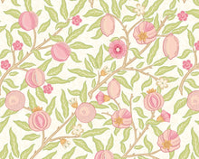 MUR391M Fruit And Foliage Rose And Apple Green Mural Medium by Origin Murals
