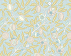 MUR392M Fruit And Foliage Wedgewood Blue Mural Medium by Origin Murals