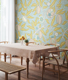 MUR392L Fruit And Foliage Wedgewood Blue Mural Large by Origin Murals