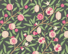MUR394M Fruit And Foliage Black And Rose Pink Mural Medium by Origin Murals