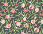 MUR394M Fruit And Foliage Black And Rose Pink Mural Medium by Origin Murals