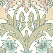 MUR395L Birds, Fruit And Foliage Sage And Apricot Mural Large by Origin Murals