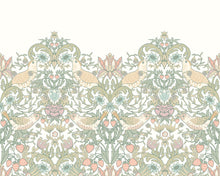 MUR395L Birds, Fruit And Foliage Sage And Apricot Mural Large by Origin Murals