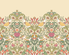 MUR398L Birds, Fruit And Foliage Gold And Olive Mural Large by Origin Murals