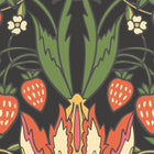 MUR399M Birds, Fruit And Foliage Black And Olive Mural Medium by Origin Murals