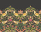 Birds, Fruit And Foliage Black And Olive Mural (Medium) by Origin Murals