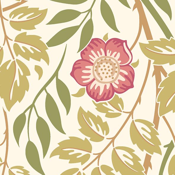 MUR400L Cascading Rosehip Rose Pink Mural Large by Origin Murals