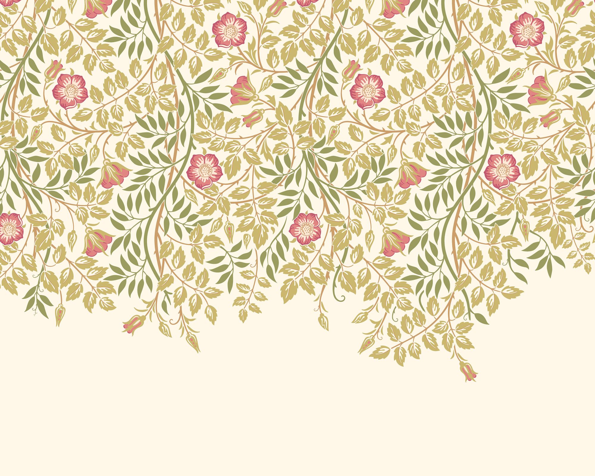 MUR400M Cascading Rosehip Rose Pink Mural Medium by Origin Murals