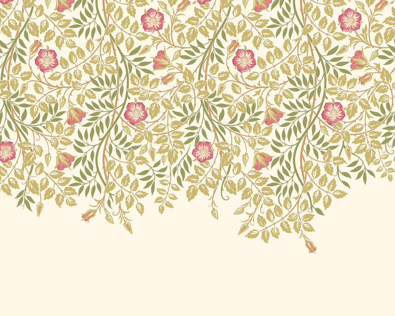 MUR400L Cascading Rosehip Rose Pink Mural Large by Origin Murals