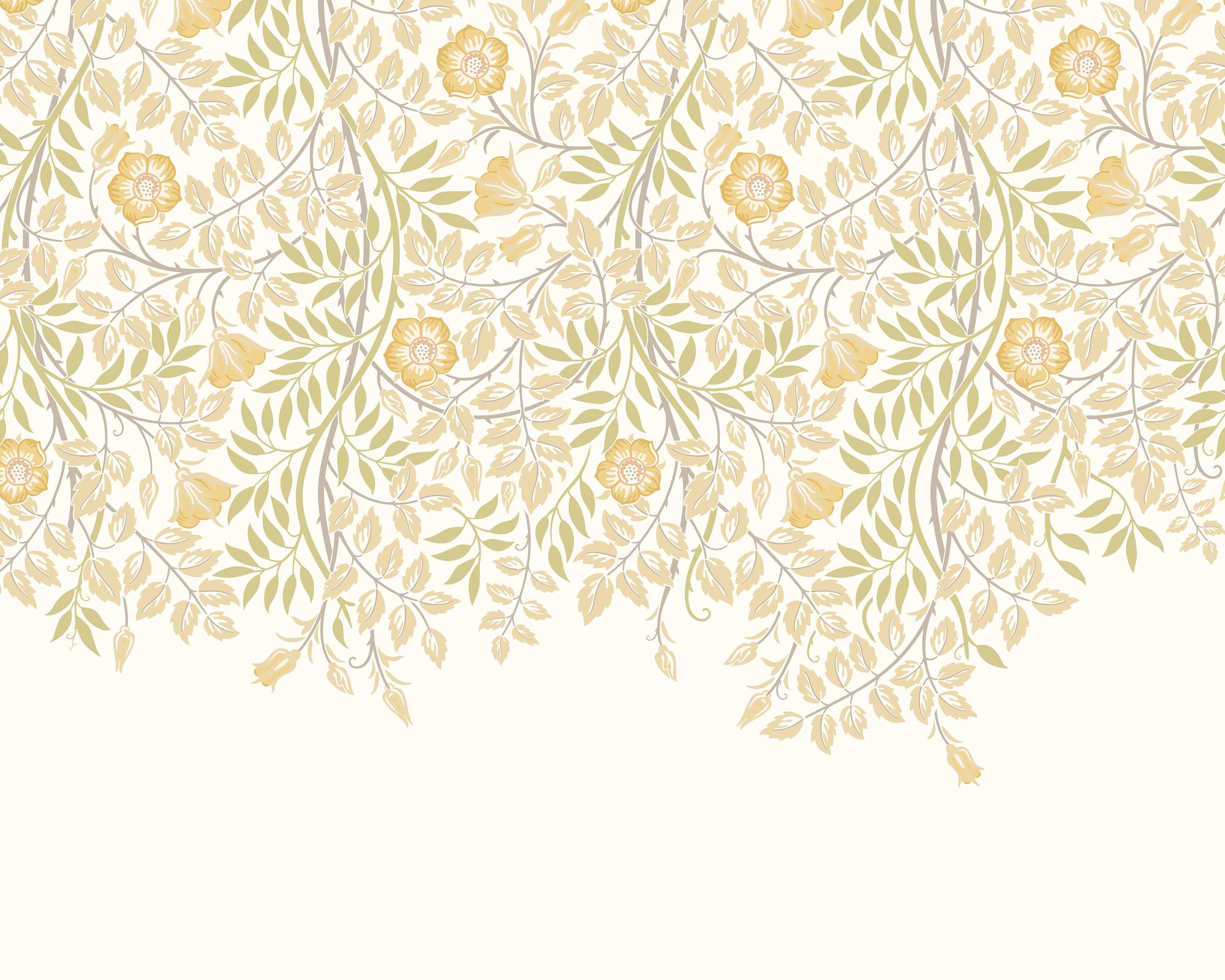 MUR401M Cascading Rosehip Gold And Olive Mural Medium by Origin Murals