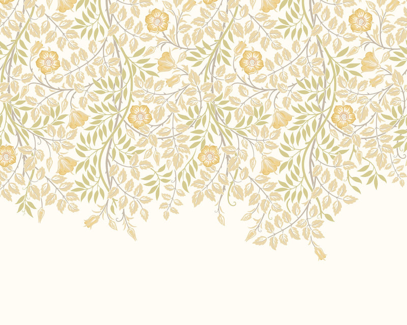 MUR401L Cascading Rosehip Gold And Olive Mural Large by Origin Murals