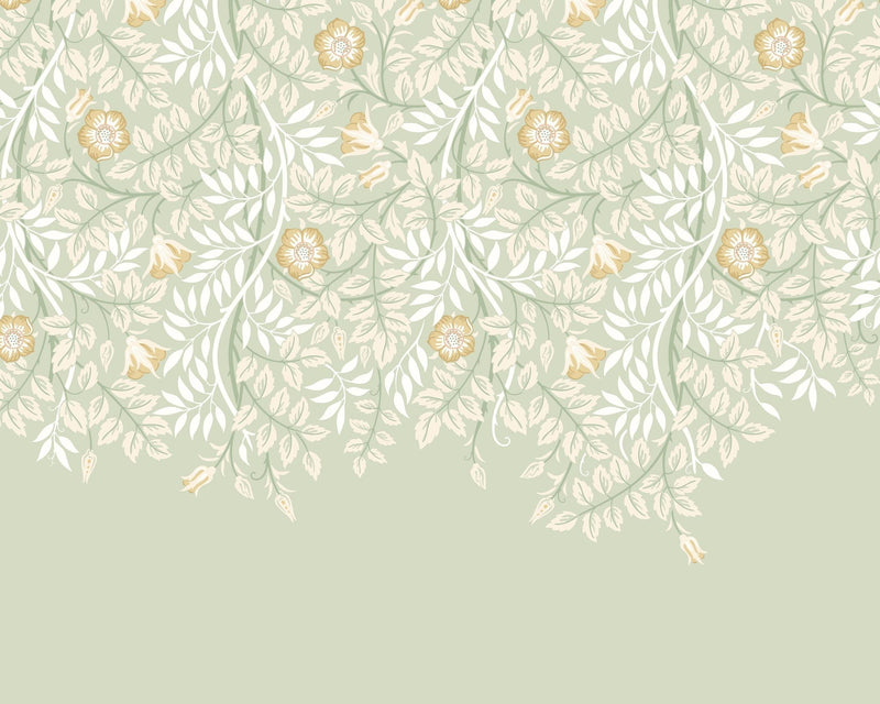 MUR402M Cascading Rosehip Sage Green Mural Medium by Origin Murals