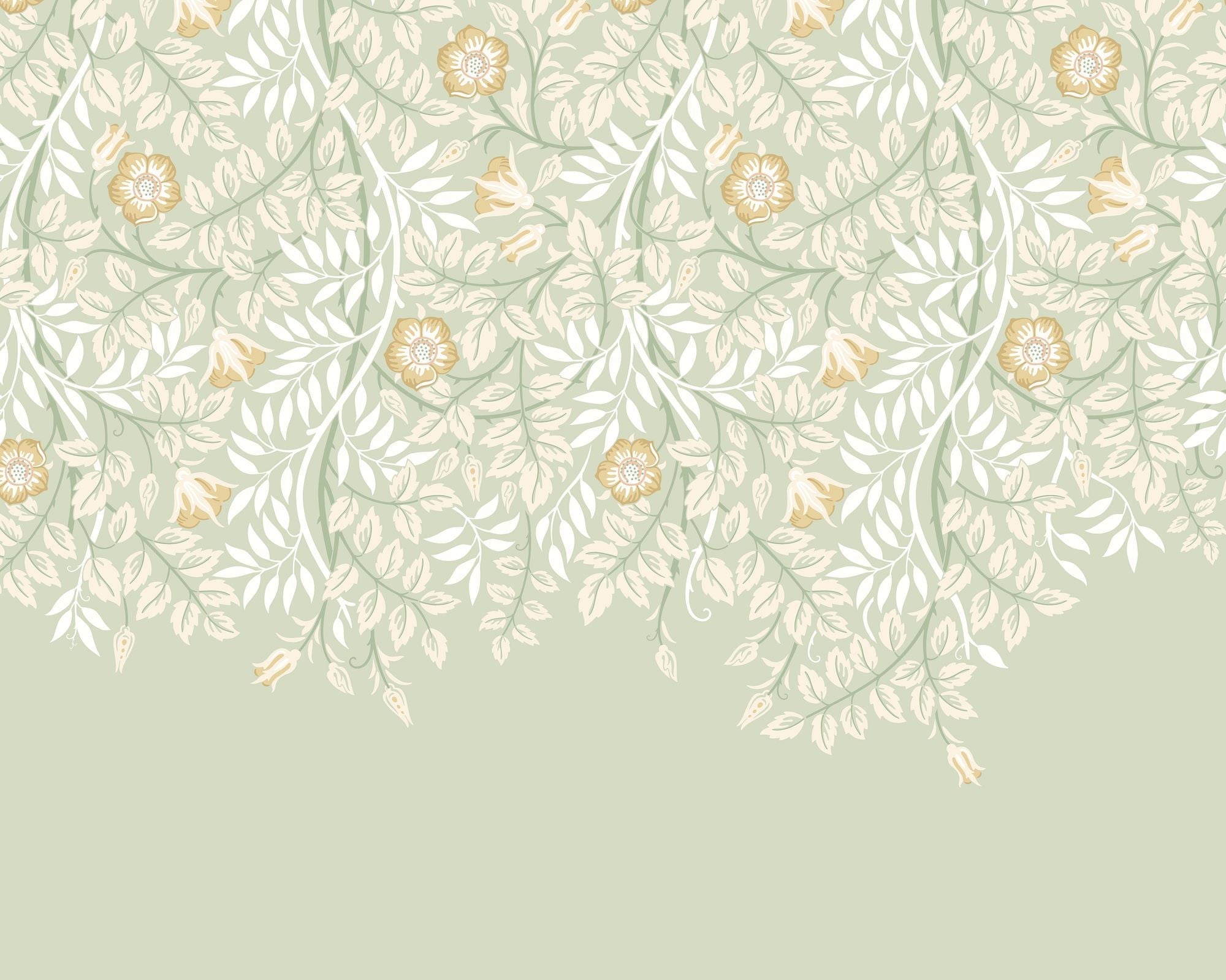 MUR402M Cascading Rosehip Sage Green Mural Medium by Origin Murals