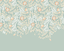 MUR403M Cascading Rosehip Seafoam And Apricot Mural Medium by Origin Murals