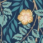 MUR404M Cascading Rosehip Indigo And Teal Mural Medium by Origin Murals