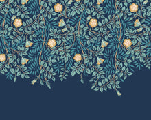 MUR404M Cascading Rosehip Indigo And Teal Mural Medium by Origin Murals