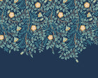 MUR404L Cascading Rosehip Indigo And Teal Mural Large by Origin Murals