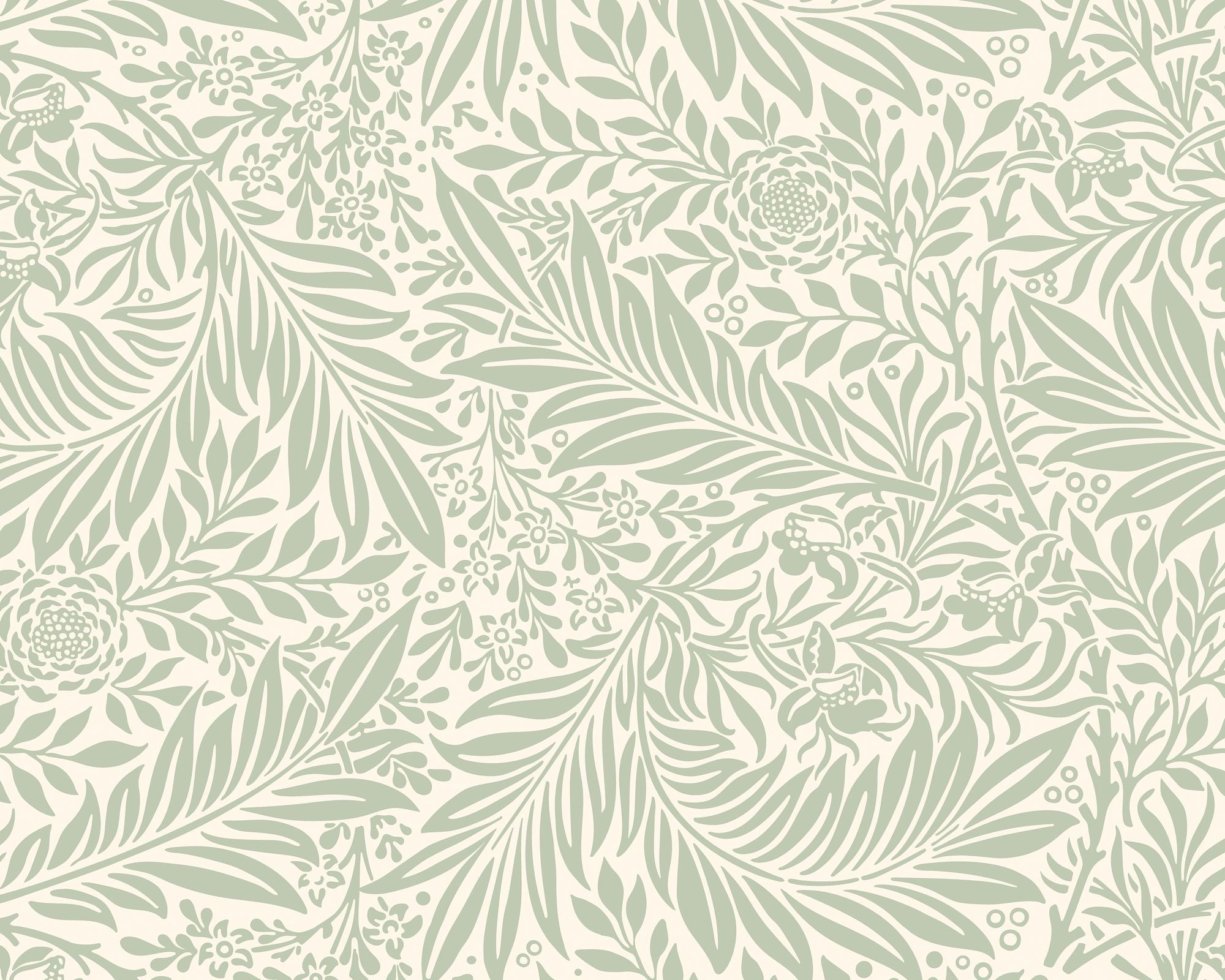 MUR407M Trailing Ferns Sage Green Mural Medium by Origin Murals