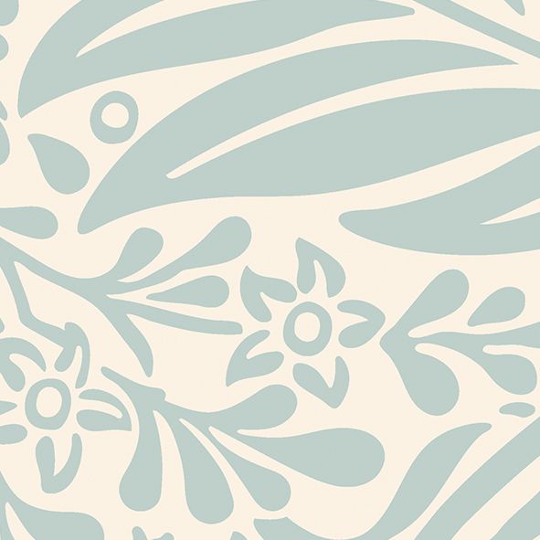 MUR408M Trailing Ferns Duck Egg Mural Medium by Origin Murals