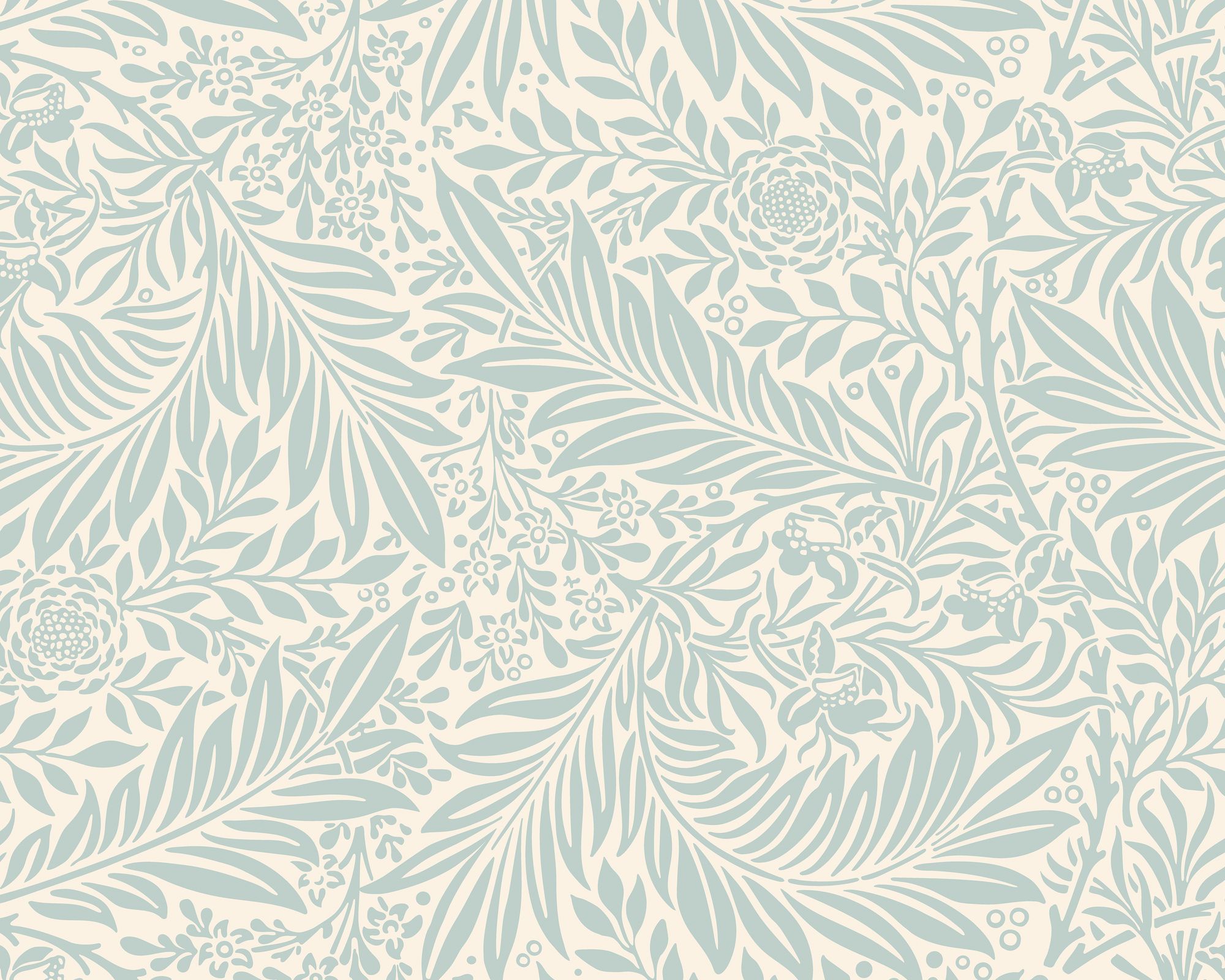 MUR408M Trailing Ferns Duck Egg Mural Medium by Origin Murals