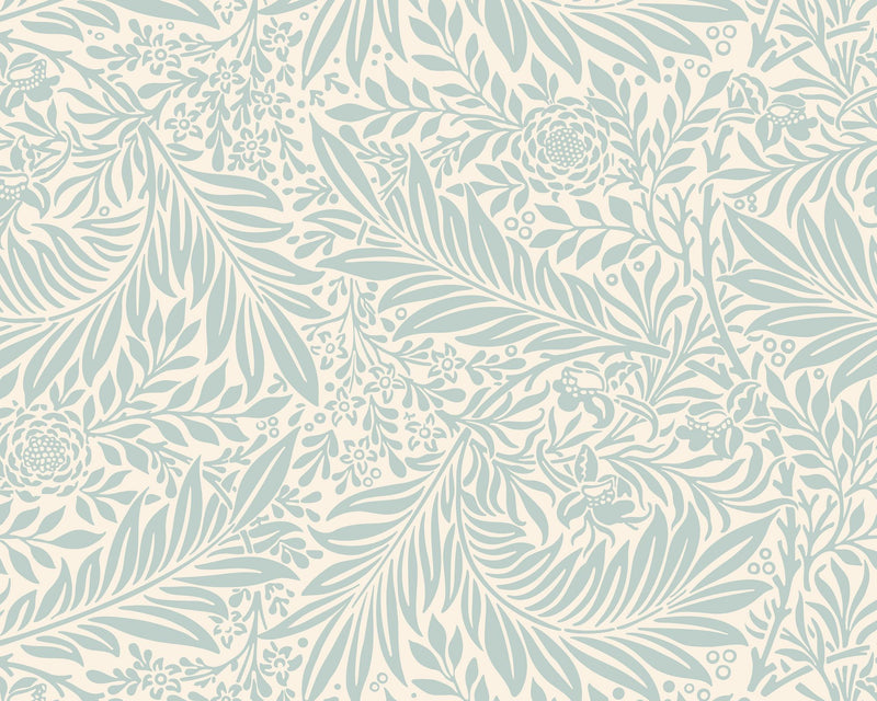 MUR408M Trailing Ferns Duck Egg Mural Medium by Origin Murals