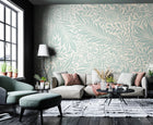 MUR408M Trailing Ferns Duck Egg Mural Medium by Origin Murals
