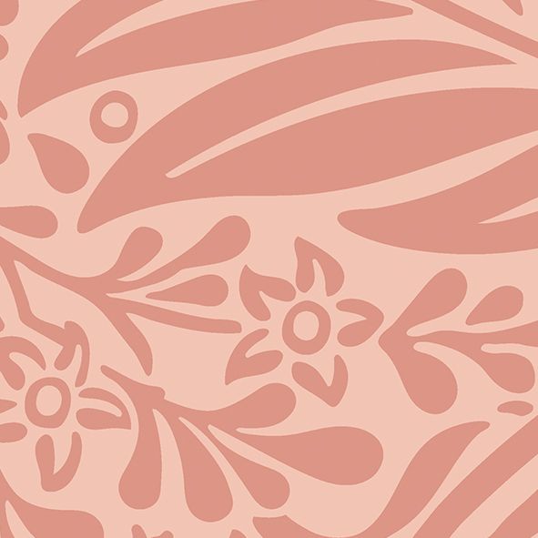 MUR409M Trailing Ferns Warm Coral Mural Medium by Origin Murals