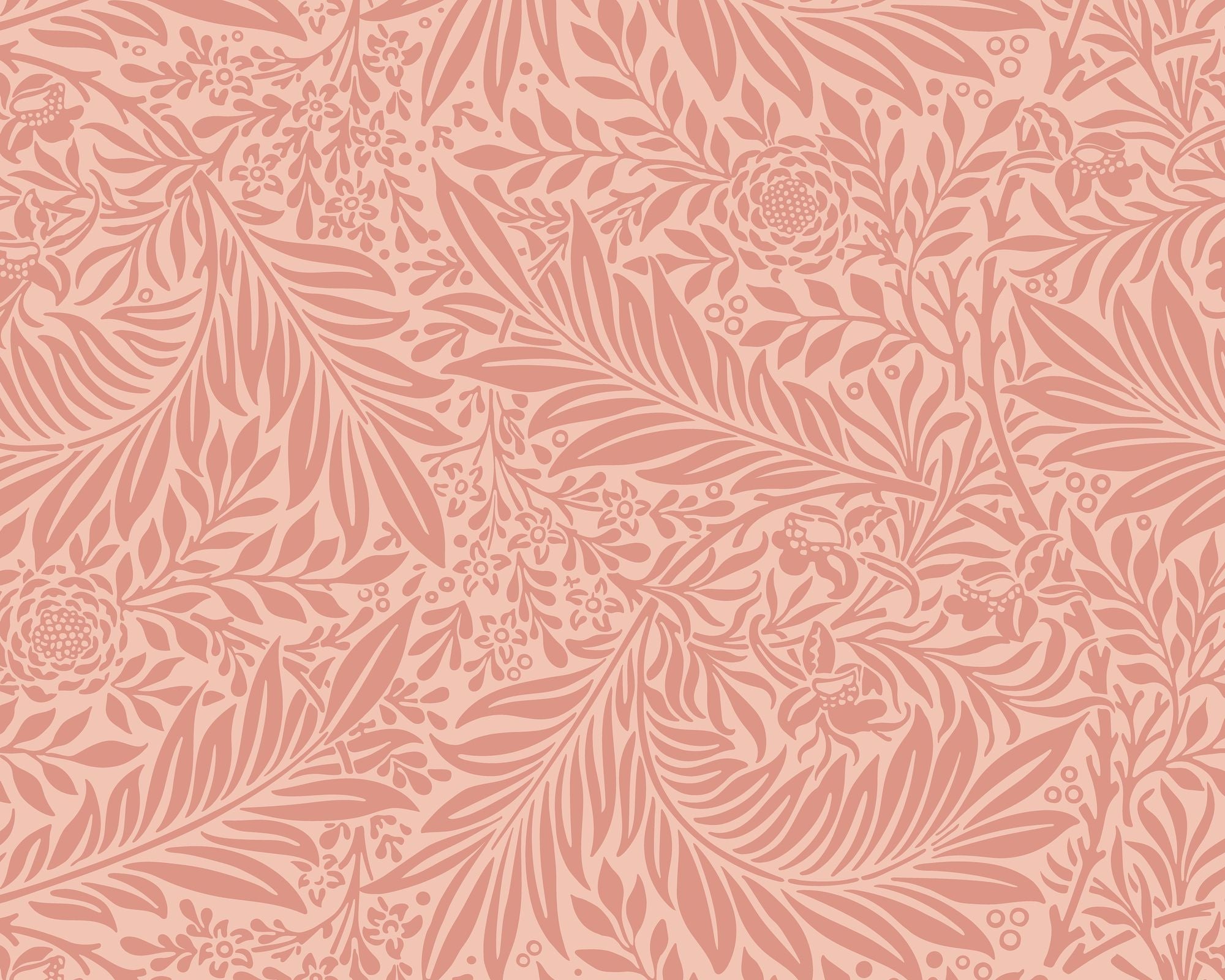 MUR409M Trailing Ferns Warm Coral Mural Medium by Origin Murals