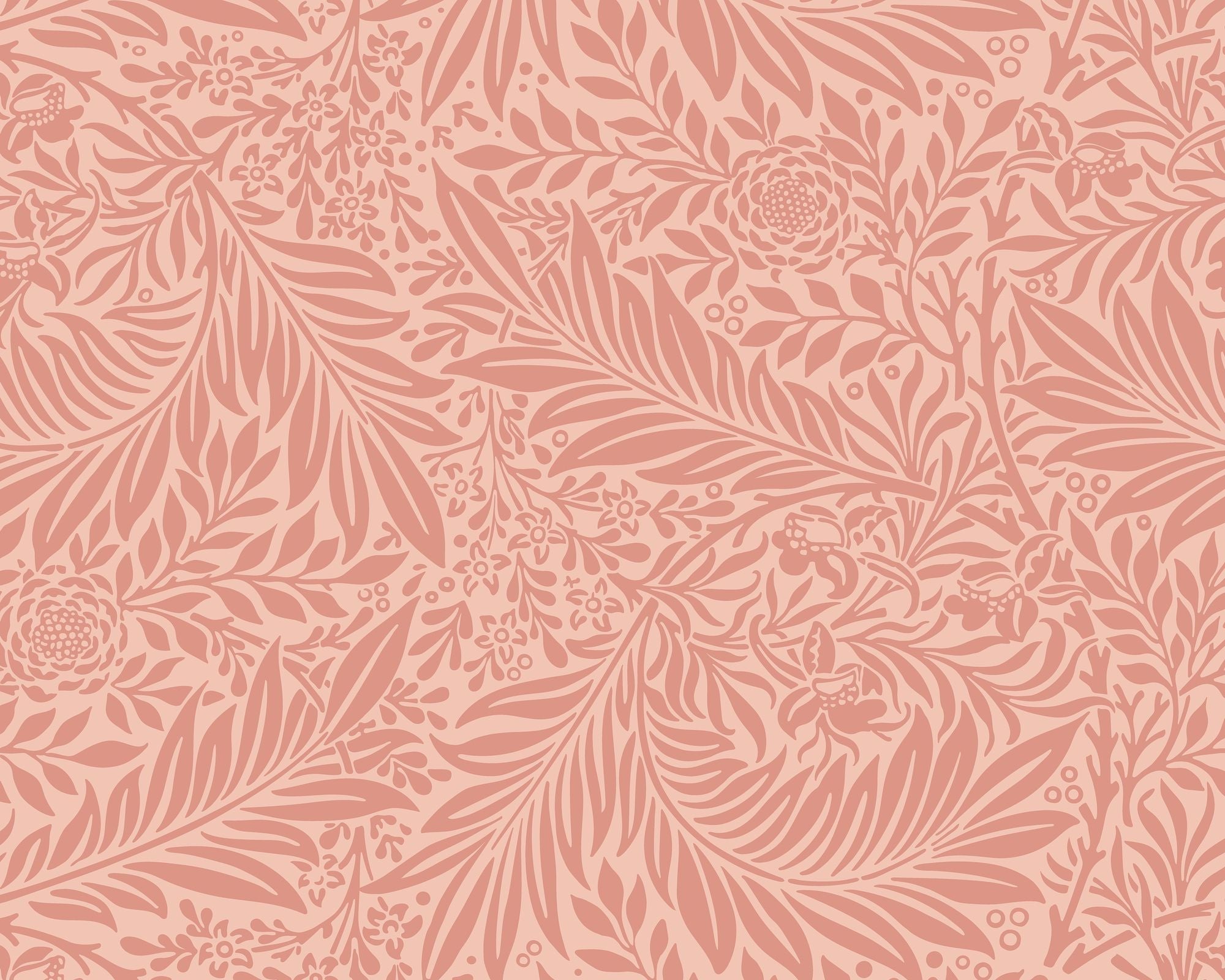 MUR409M Trailing Ferns Warm Coral Mural Medium by Origin Murals