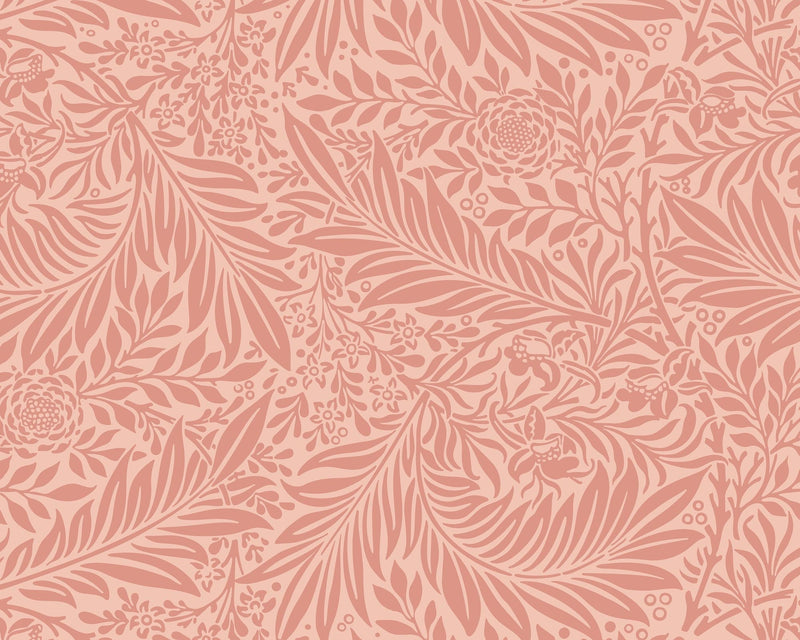 MUR409M Trailing Ferns Warm Coral Mural Medium by Origin Murals