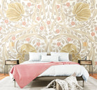 MUR410M Flower Circle Linen And Blush Mural Medium by Origin Murals