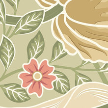 MUR411L Flower Circle Olive And Coral Mural Large by Origin Murals