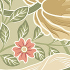 MUR411M Flower Circle Olive And Coral Mural Medium by Origin Murals