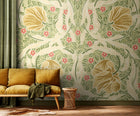 MUR411M Flower Circle Olive And Coral Mural Medium by Origin Murals