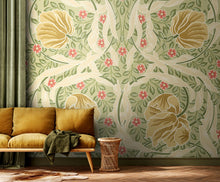 MUR411M Flower Circle Olive And Coral Mural Medium by Origin Murals
