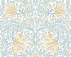 MUR412M Flower Circle Soft Blue Mural Medium by Origin Murals